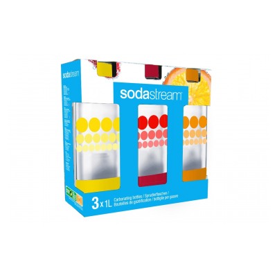 Sodastream PACK 3 BOUTEILLES 1L GRAND MODELE BULLES DE COULEUR