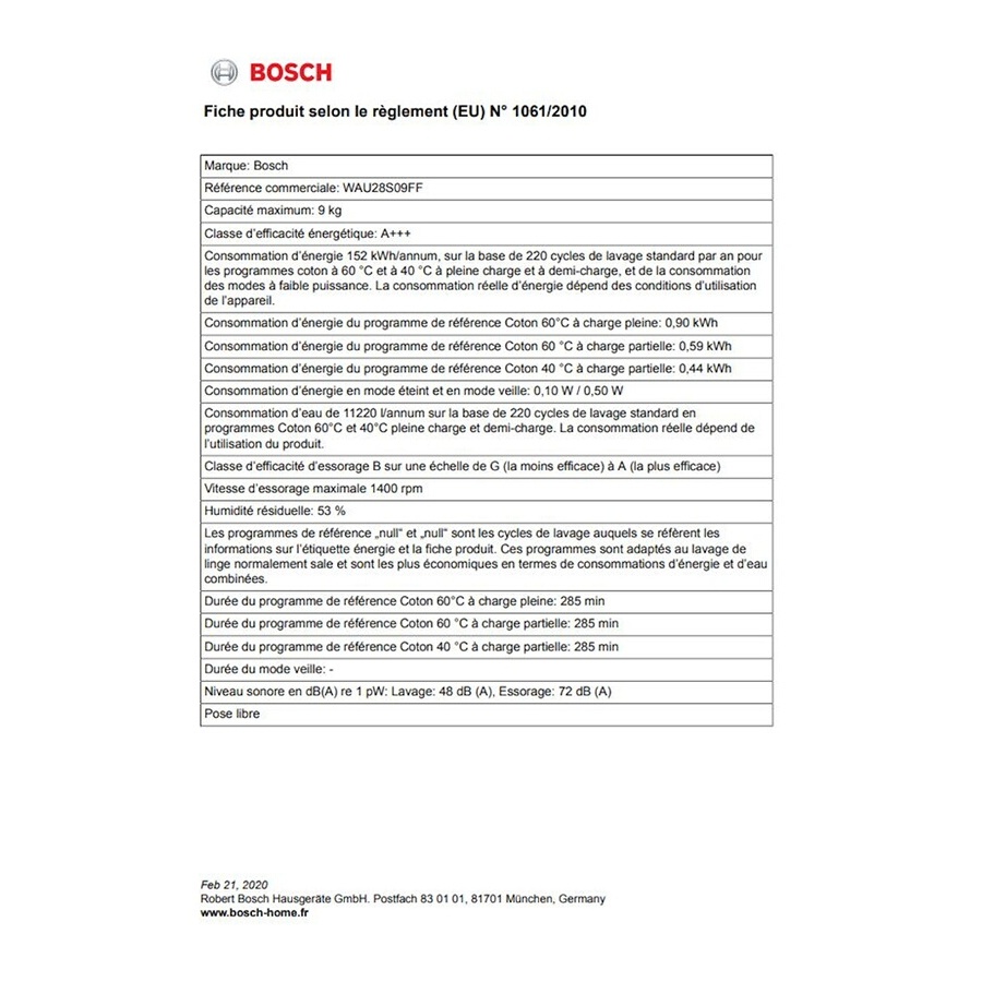 Bosch WAU28S09FF I-DOS n°10