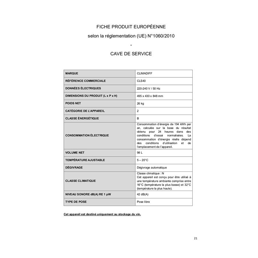 Climadiff CLS40 n°3