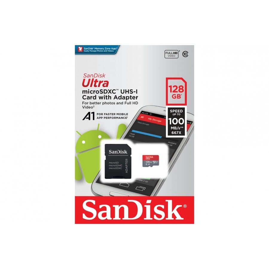 Sandisk SanDisk - Carte mémoire Ultra Android microSDXC 128GB + SD Adapter + Memory Zone App 100MB/s A1 Class 10 UHS-I n°2