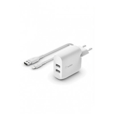 Belkin Chargeur secteur 2 ports USB-A, 24W avec câble Lightning