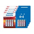 Philips Lot de 32 piles Philips AA (4 packs de 4+4)