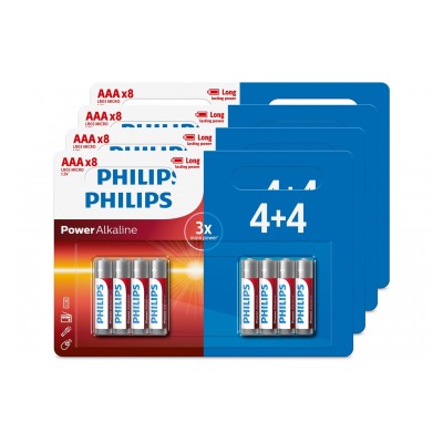 Philips Lot de 32 piles AAA (4 packs de 4+4)