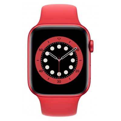 Apple Watch Series 6 GPS, 44mm boitier aluminium rouge avec bracelet sport rouge