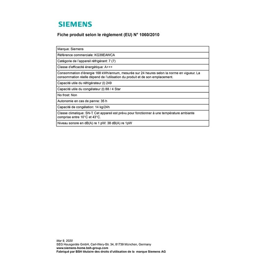 Siemens iQ500 - KG39EAWCA n°9