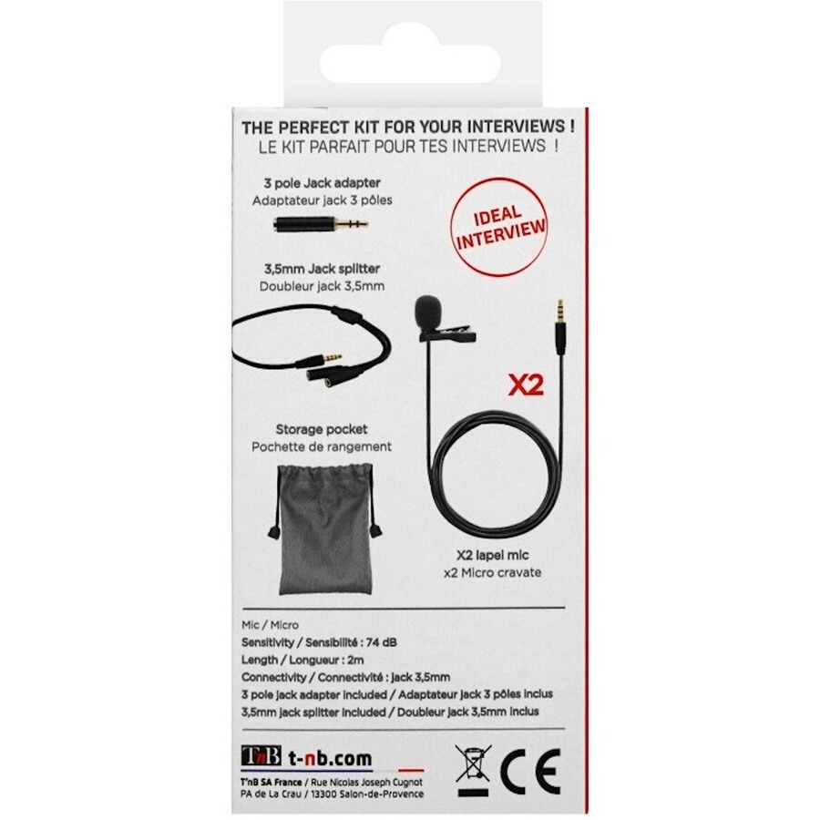 Tnb INFLUENCE - Pack de 2 microphones cravate port jack - noir n°3