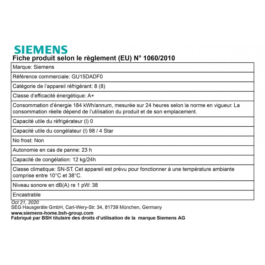 Siemens GU15DADF0 82CM n°5
