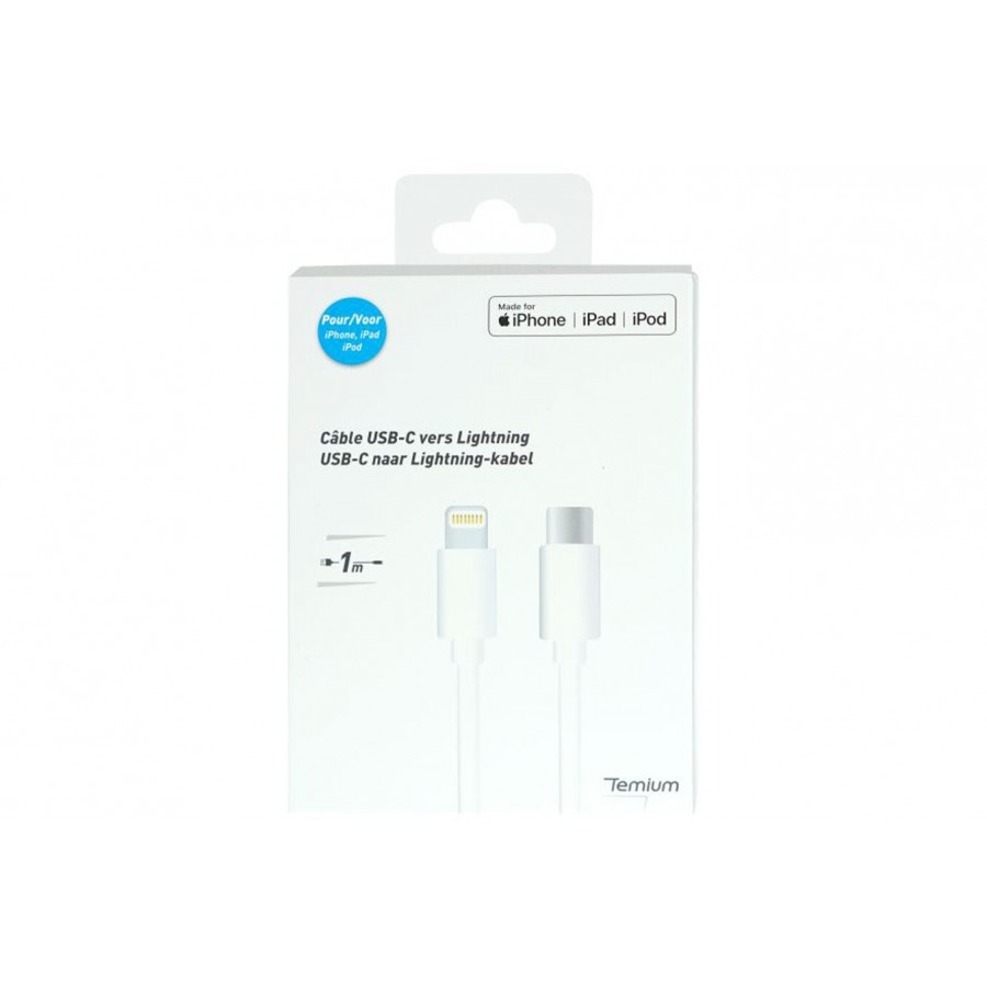 Temium Câble Temium Lightning vers USB Type C 1 m Blanc