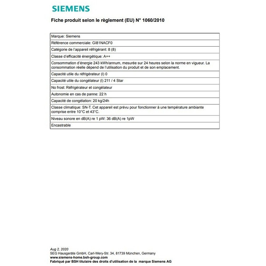 Siemens GI81NACF0 178CM n°9