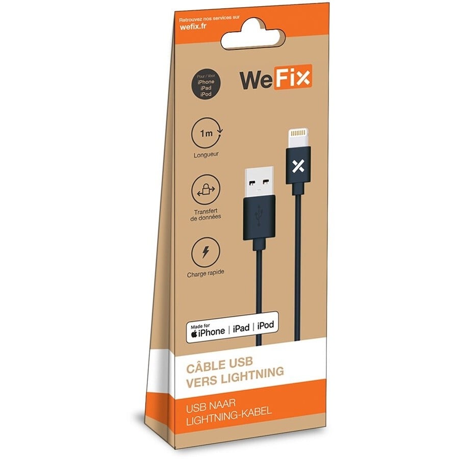 Wefix Cable lightning noir 1 mètre n°2