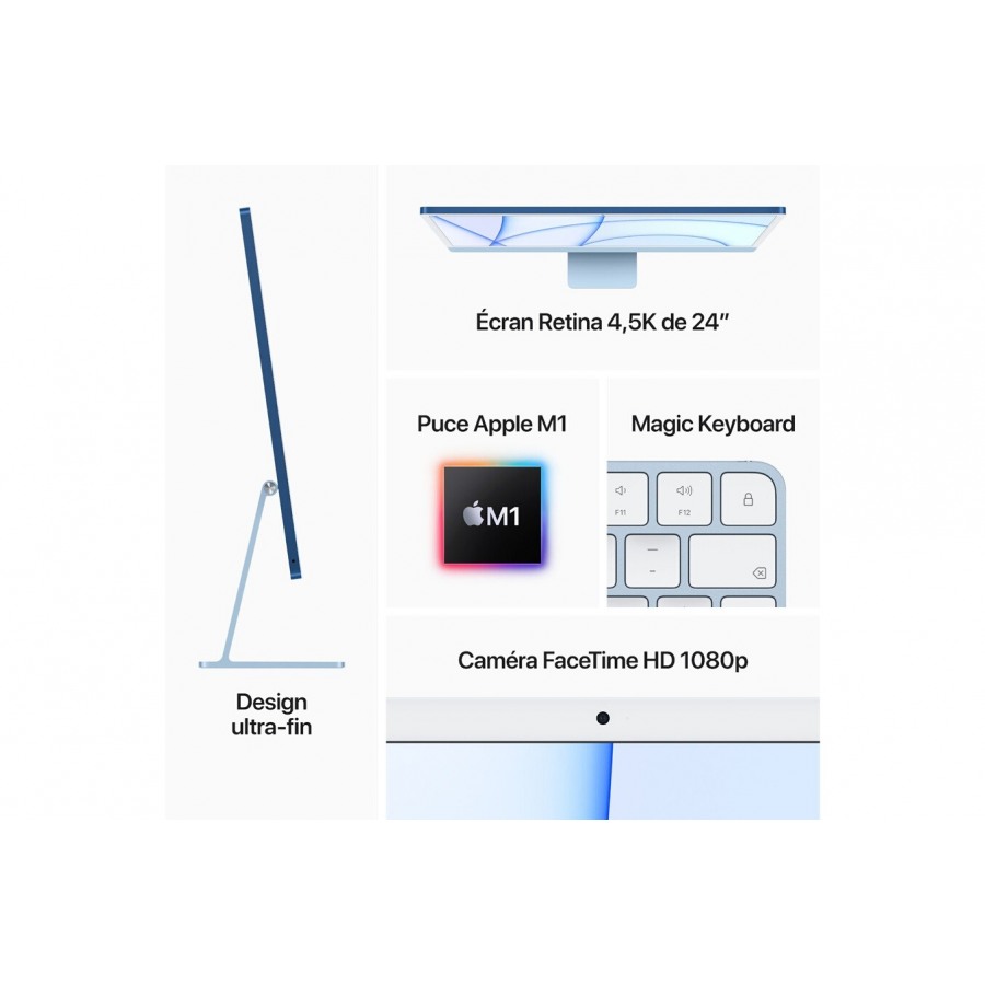 Apple iMac 24" 256 Go SSD 8 Go RAM Puce M1 CPU 8 c?urs GPU 7 c?urs Bleu Nouveau n°6