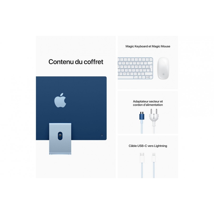 Apple iMac 24" 256 Go SSD 8 Go RAM Puce M1 CPU 8 c?urs GPU 7 c?urs Bleu Nouveau n°9