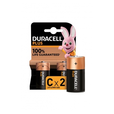 Duracell Pack de 2 piles alcalines C Duracell Plus, 1.5V LR14