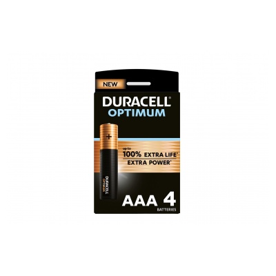 Duracell Pack de 4 piles alcalines AAA Duracell Optimum, 1,5 V LR03