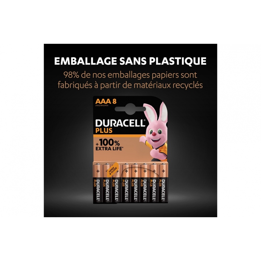 Duracell Pack de 8 piles alcalines AAA Duracell Plus, 1.5V LR03 n°6