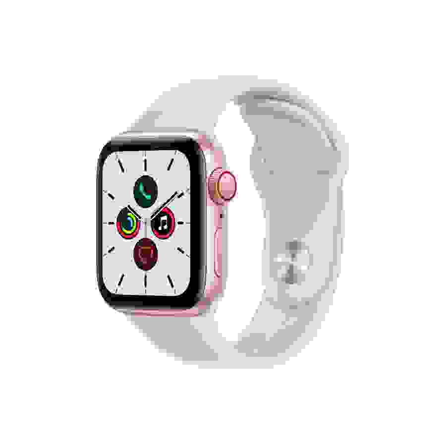 Apple Watch SE GPS + Cellular, 40mm boitier aluminium or avec bracelet sport blanc n°1