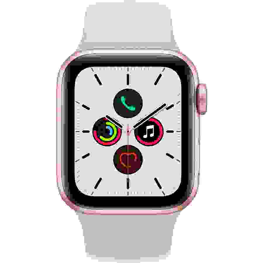 Apple Watch SE GPS + Cellular, 40mm boitier aluminium or avec bracelet sport blanc n°2