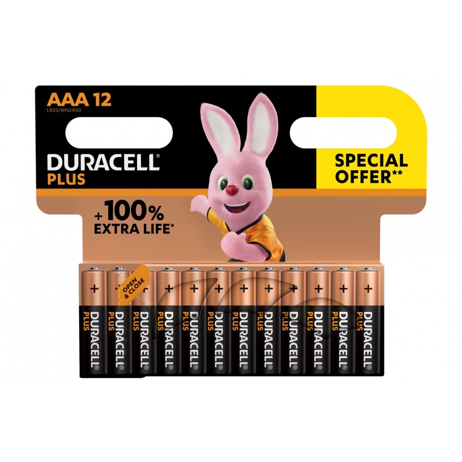 Duracell Pack de 12 piles alcalines AAA Duracell Plus, 1.5V LR03 Offre Spéciale n°1