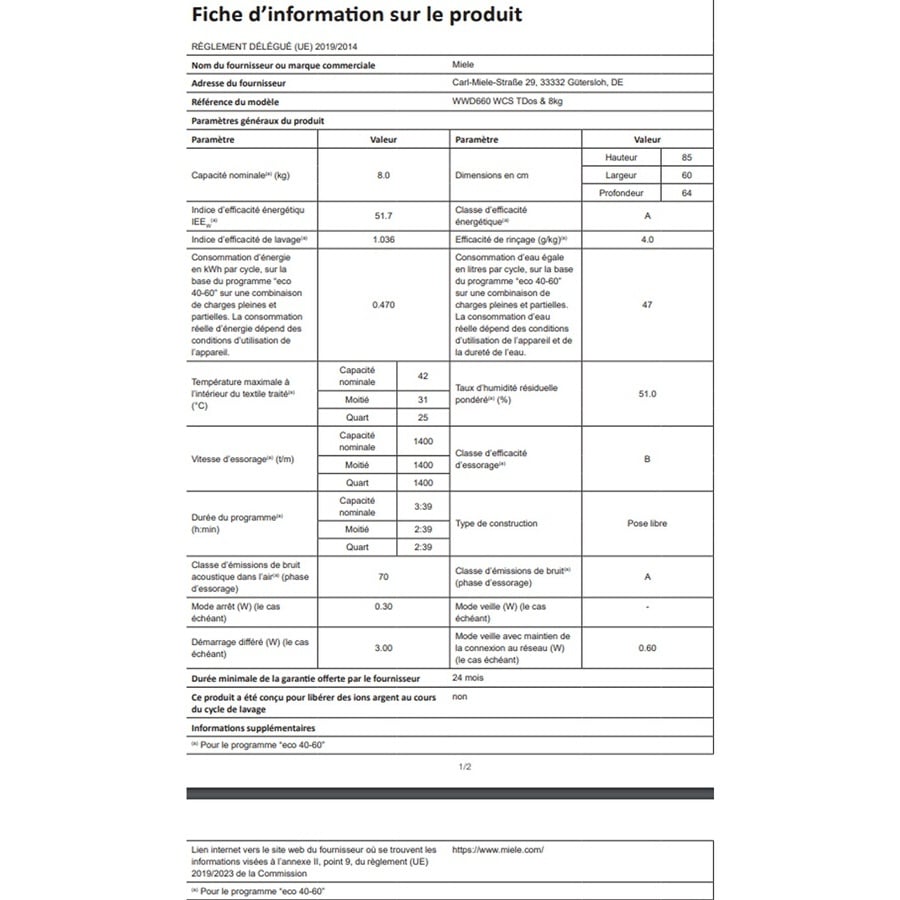 Miele WWD660 TWINDOS n°1