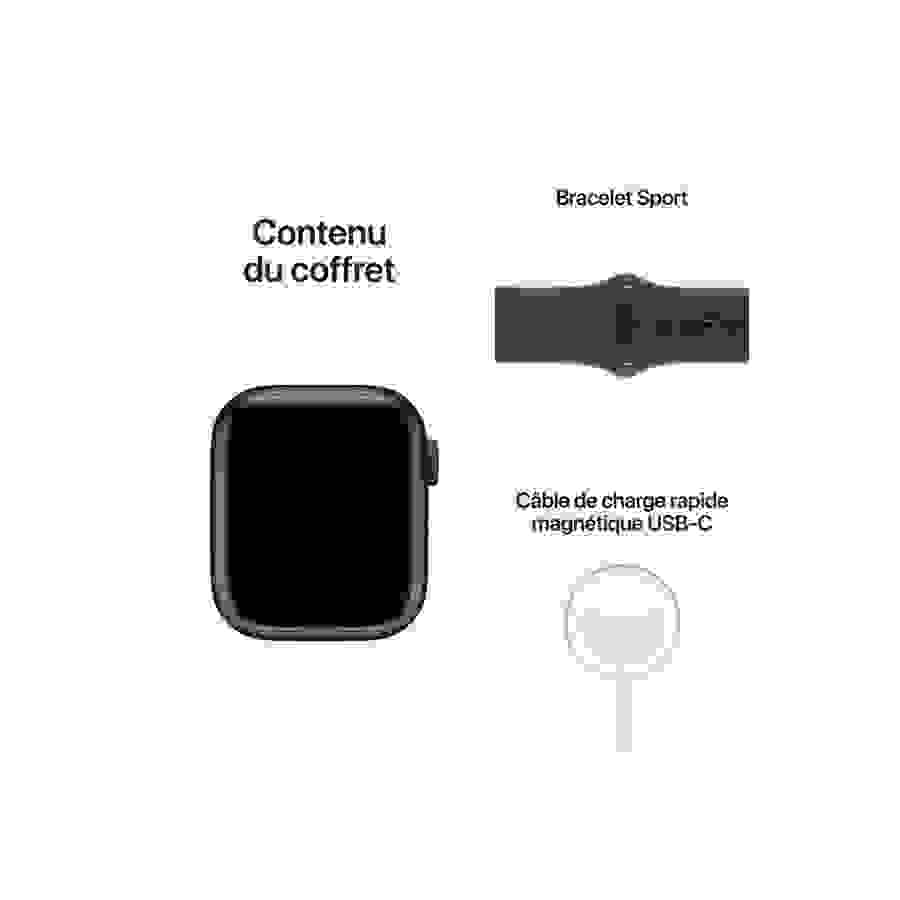 Apple Watch Series 8 GPS, boîtier aluminium Minuit 41 mm avec Bracelet Sport Minuit n°9