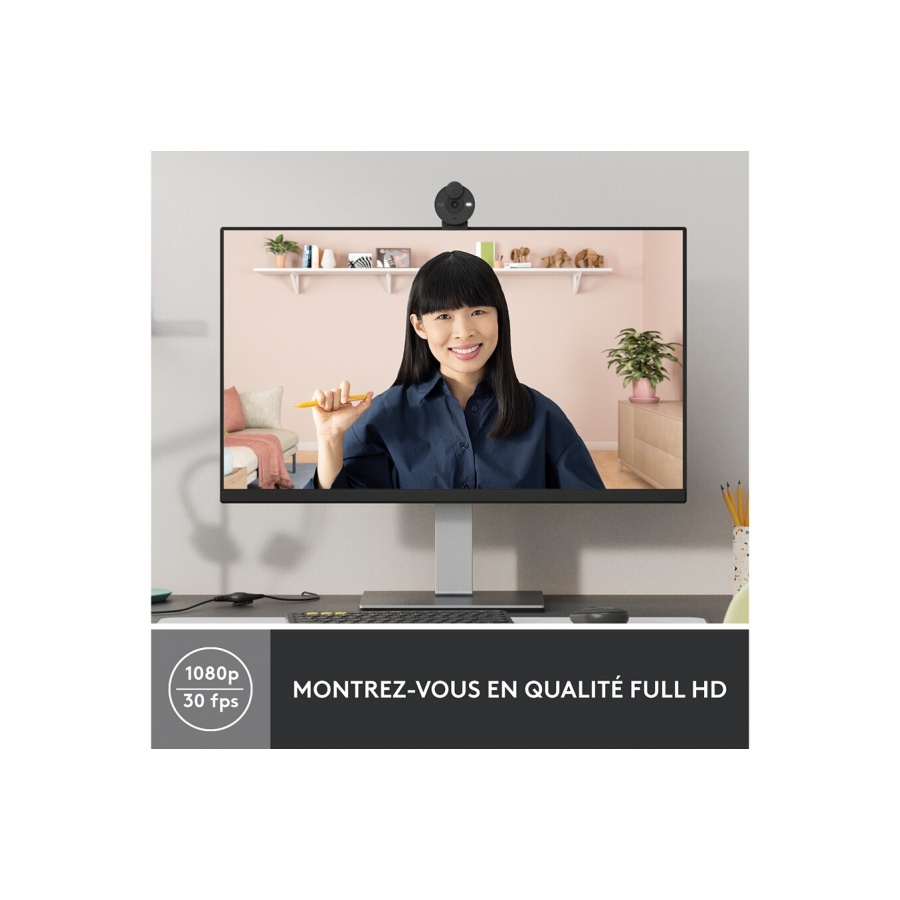 Logitech Brio 300 Full HD avec confidentialite, micro a reduction de bruit, USB-C - Graphite n°2