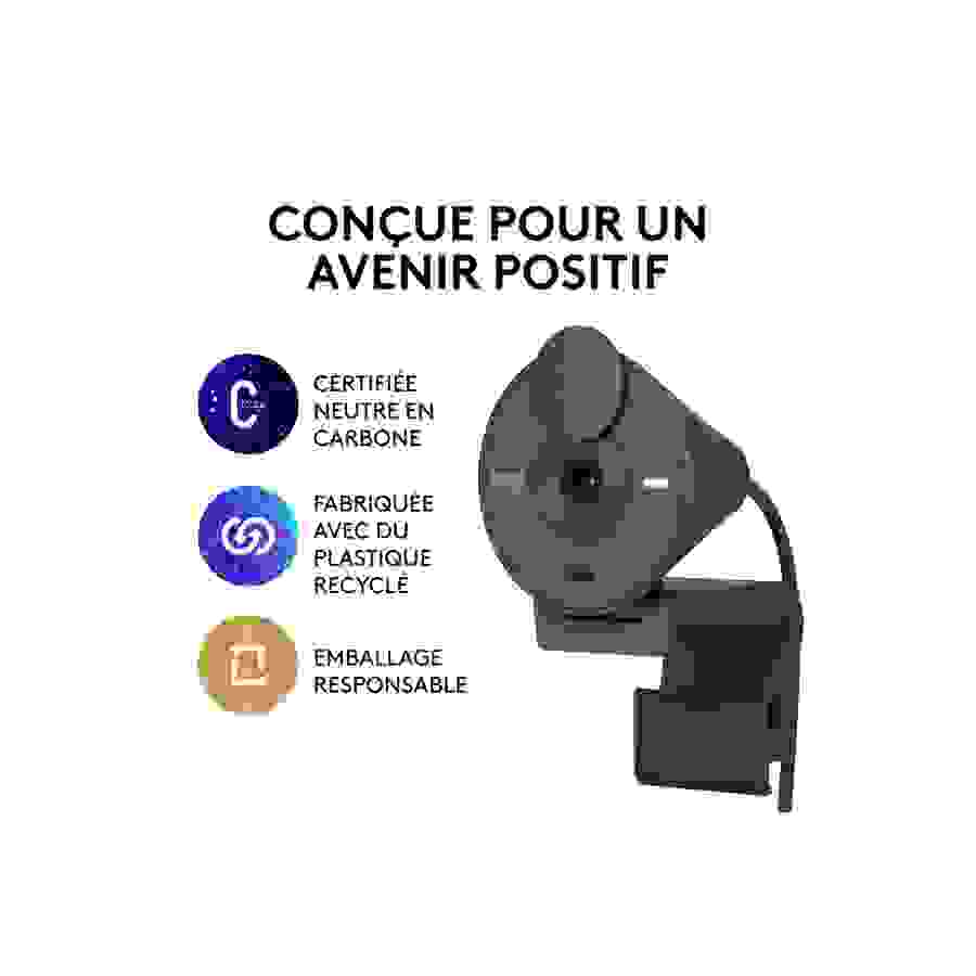 Logitech Brio 300 Full HD avec confidentialite, micro a reduction de bruit, USB-C - Graphite n°8