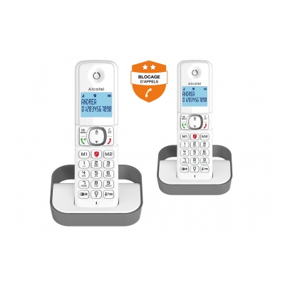 Gigaset E290A Duo - Téléphone Fixe sans Fil Blanc avec Répondeur Intégré, 2  combinés avec Grand écran rétroéclairé, larges Touches, Fonction Blocage  D'appels [V…
