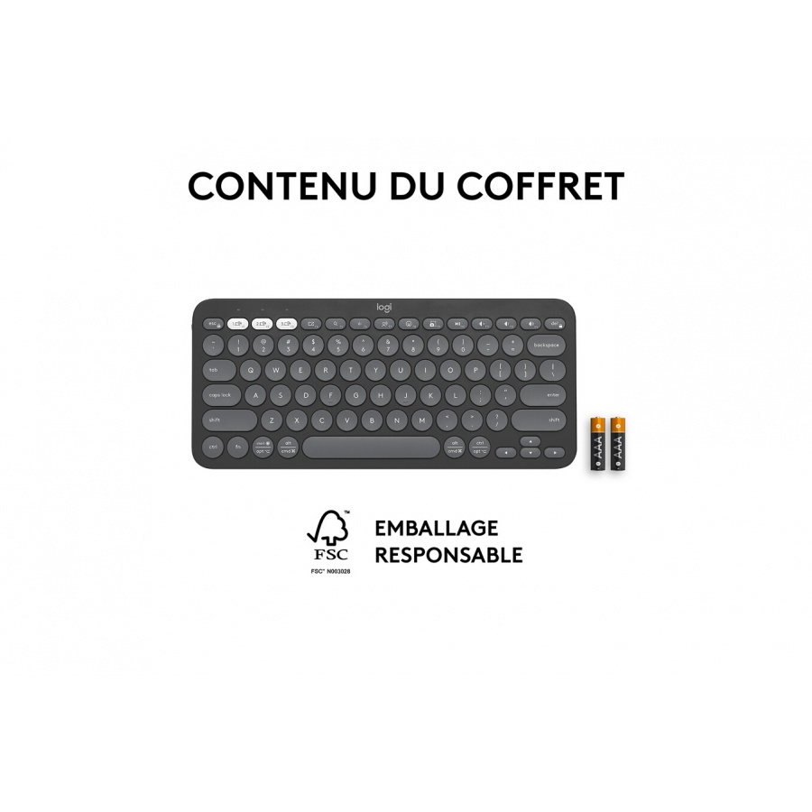 Logitech Pebble Keys 2 K380s clavier sans fil Bluetooth multidispositif - Graphite n°10