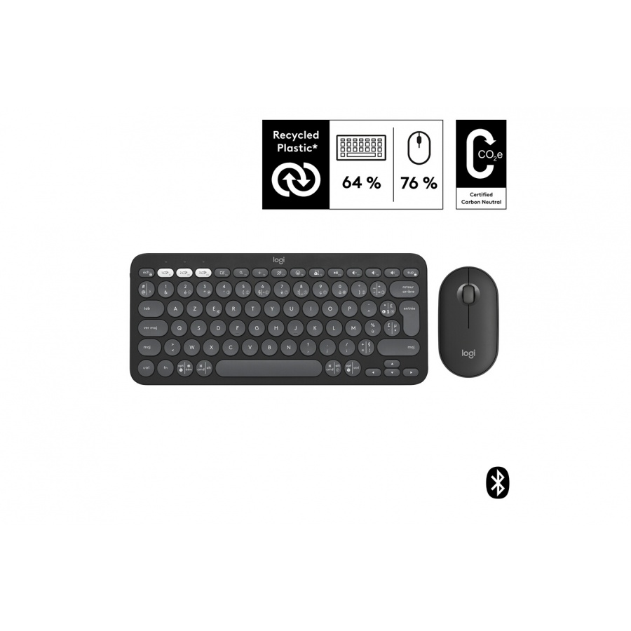 Logitech Pebble 2 Combo, clavier et souris sans fil, discrets et portables - Graphite n°1