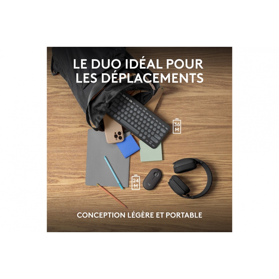 Logitech Pebble 2 Combo, clavier et souris sans fil, discrets et portables - Graphite n°9