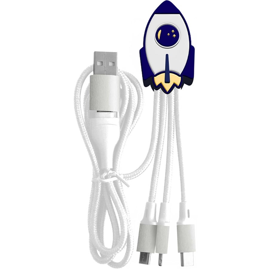 Yello Koko Cable Andy multi-connecteur USB-A vers USB-C/Micro/Light 15cm Fusee n°1