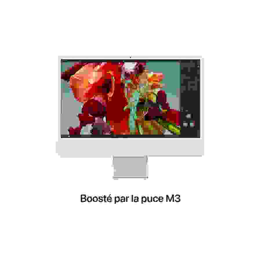 Apple iMac 24" ecran retina 4,5K 256Go SSD 8Go RAM Puce M3 CPU 8 coeurs GPU 8 coeurs Argent Nouveau n°4