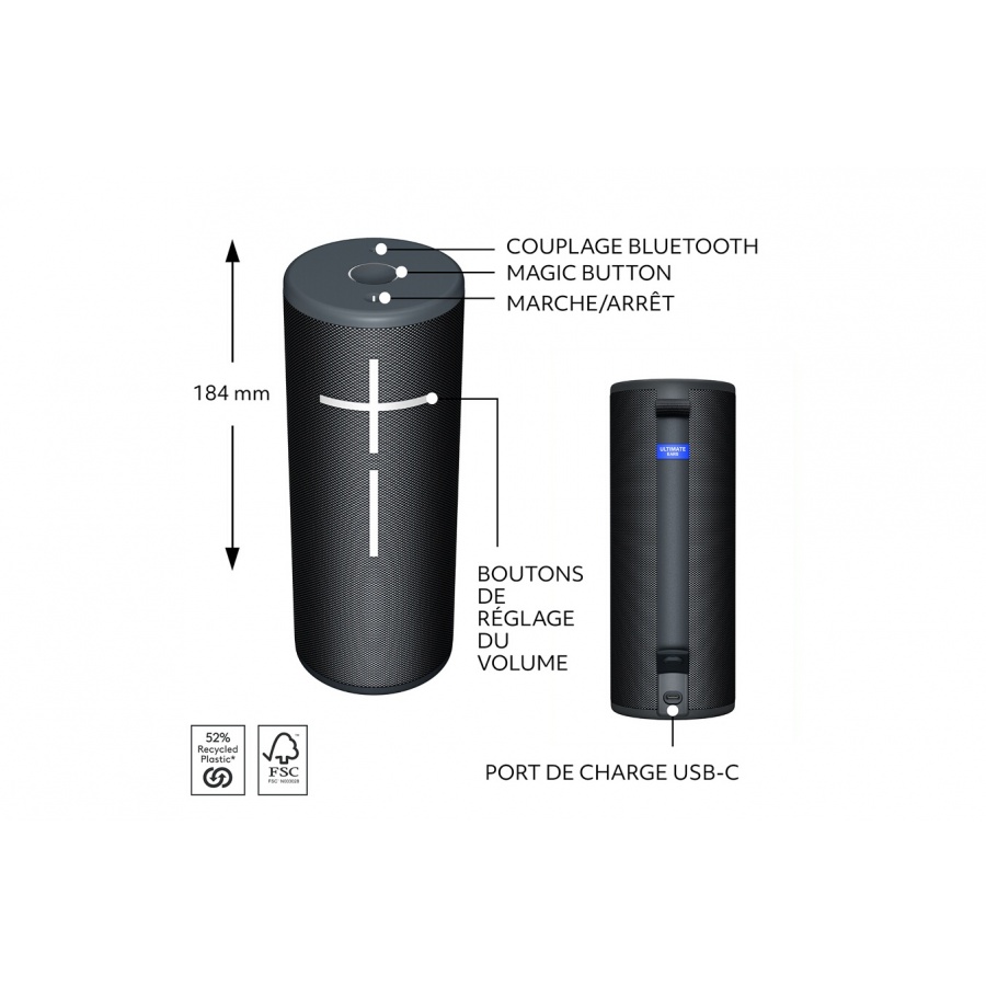 Ultimate Ears BOOM 4, enceinte Bluetooth portable et etanche avec son cristallin immersif et puissant a 360 degres - Noir n°6