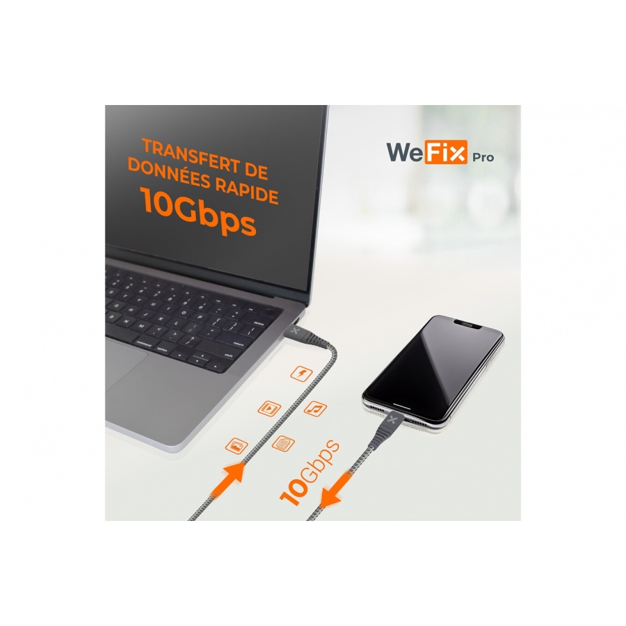 Wefix Pro CABLE RENFORCE USB-A / C USB 3 1 METRE n°3
