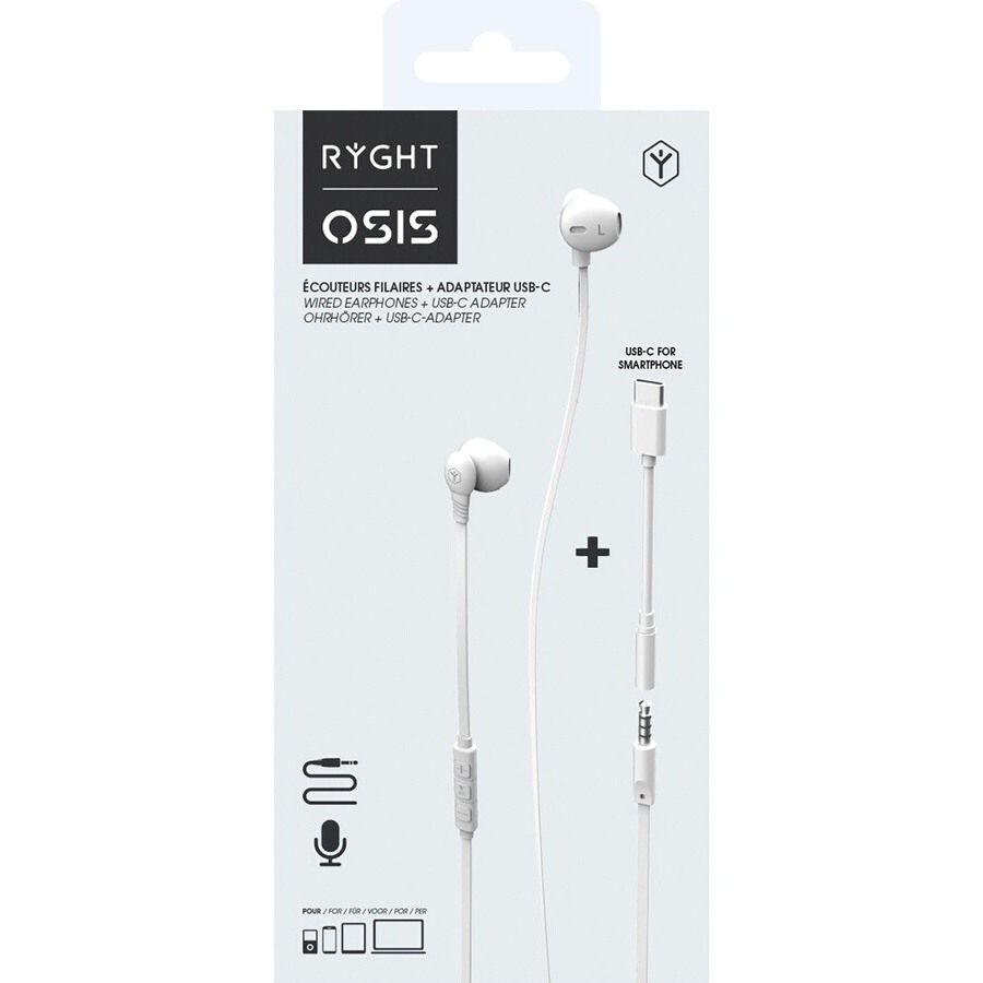 Ryght Osis Wired In-earphones - White + Adaptateur USB-C/Jack n°2