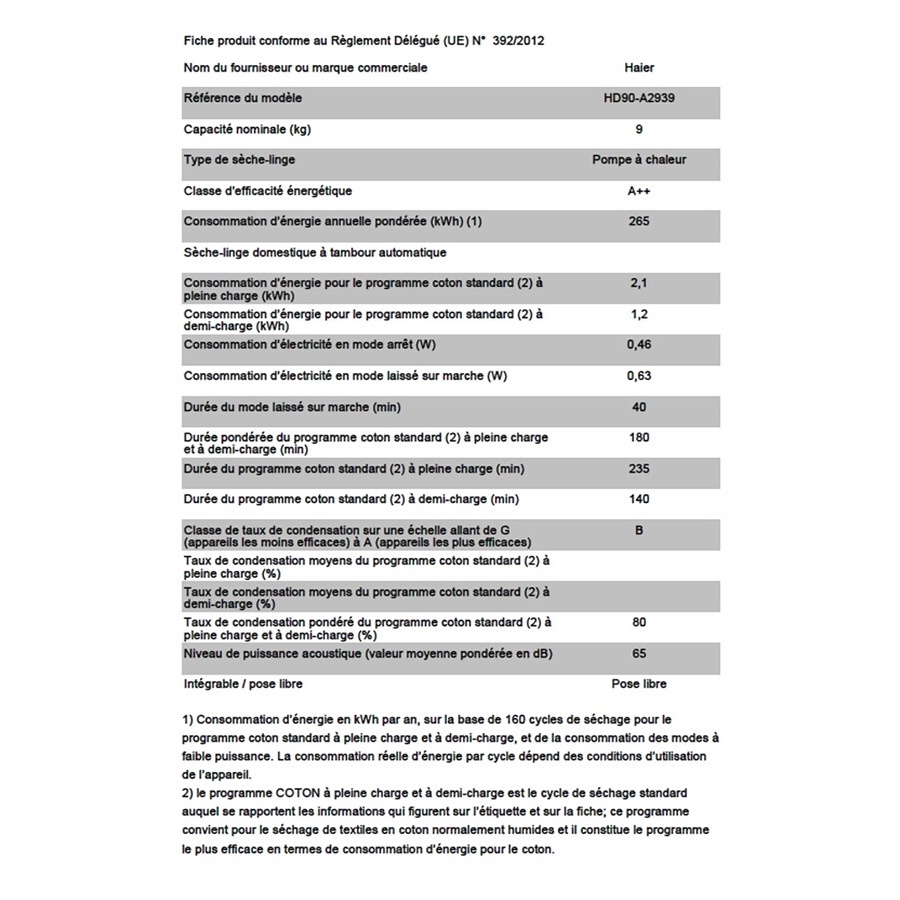 HAIER HD90A2939FR n°10