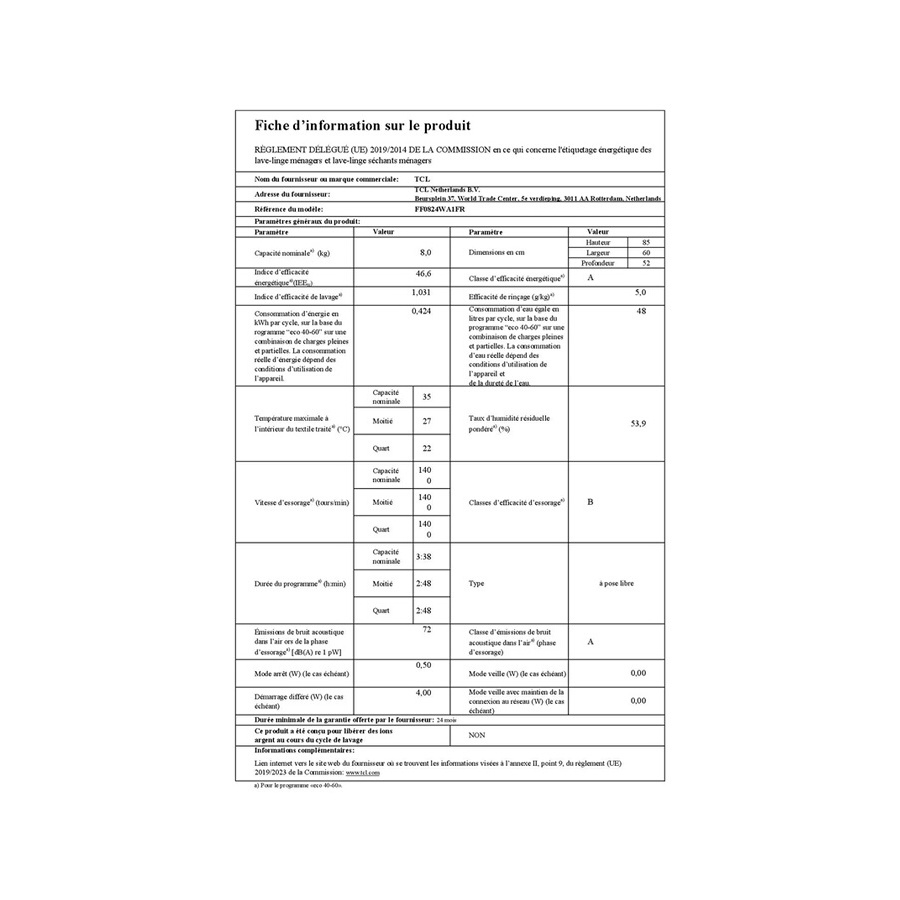 TCL FF0824WA1FR n°6