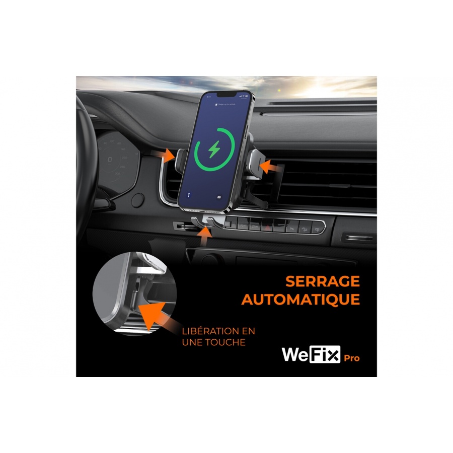 Wefix Pro Support Voiture avec charge a induction 15W 3en1 + Cable Noir n°3
