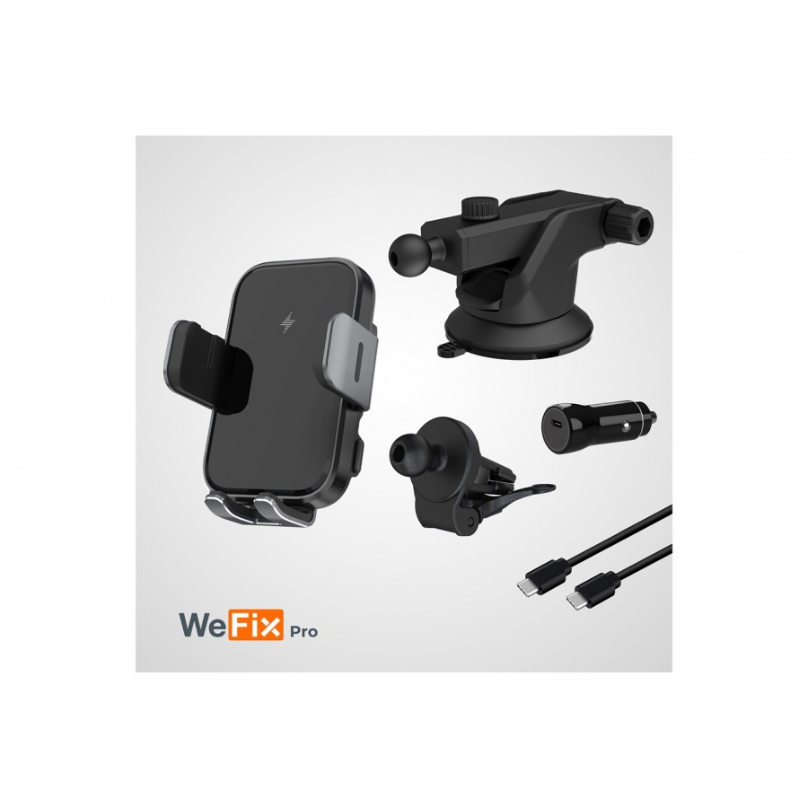 Wefix Pro Support Voiture avec charge a induction 15W 3en1 + Cable Noir n°6
