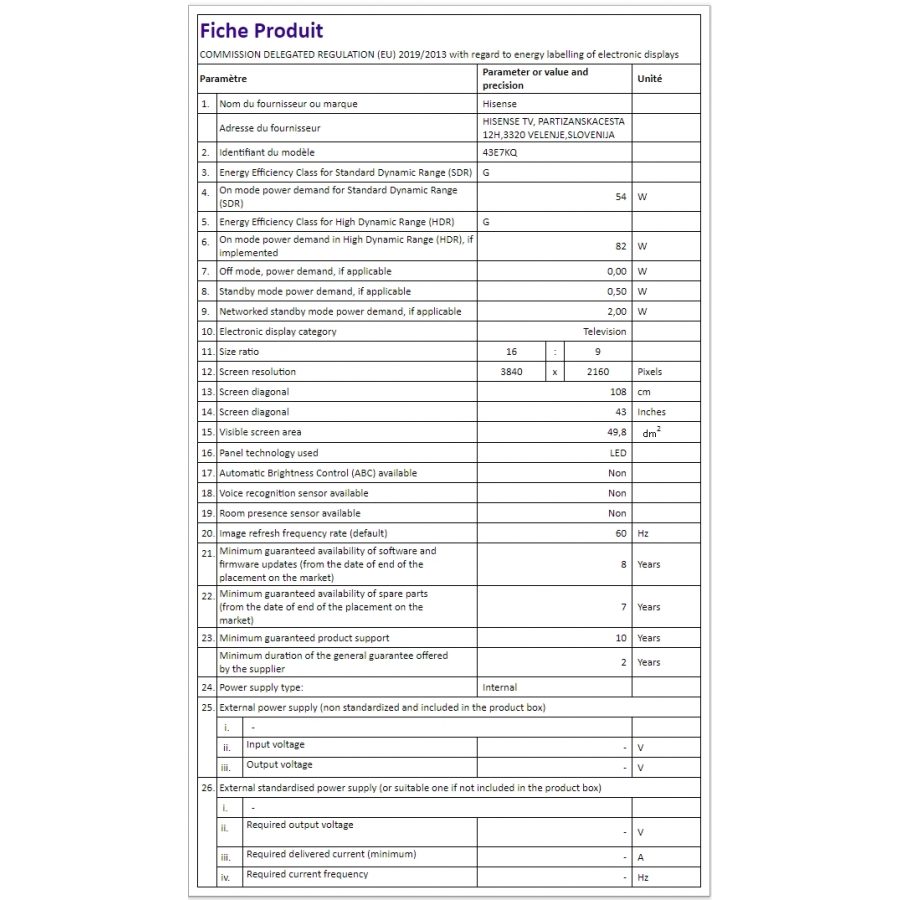 HISENSE 43E7KQ n°10