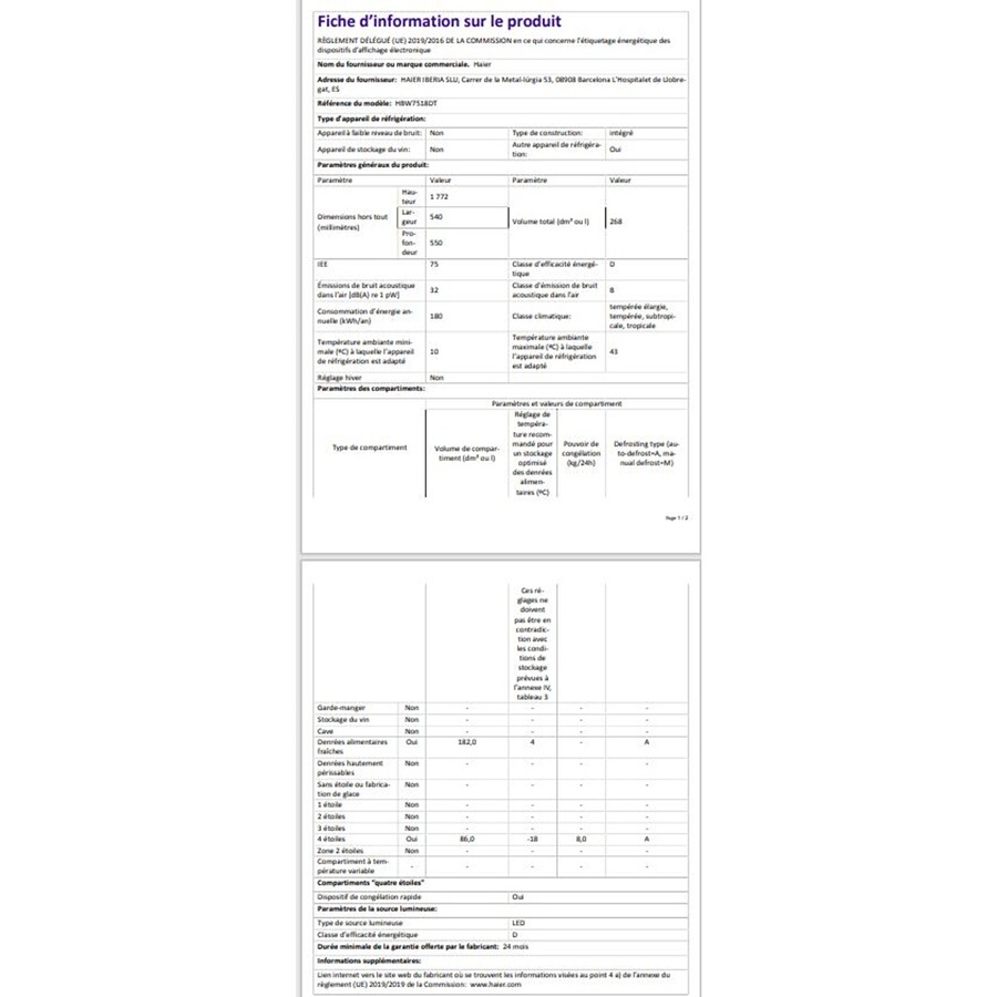 Haier hbw7518dt  - combine encastrable 177 cm n°9