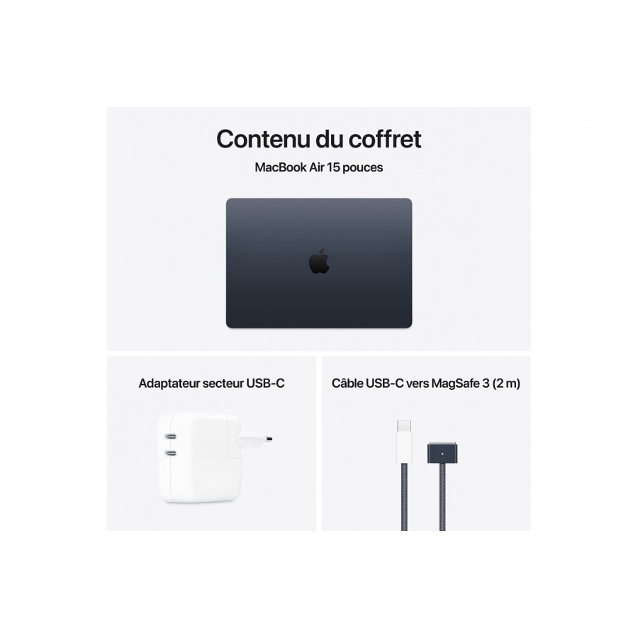 Apple Air 15'' 256 Go SSD 16 Go RAM Puce M4 CPU 10 cours GPU 10 cours Minuit n°11