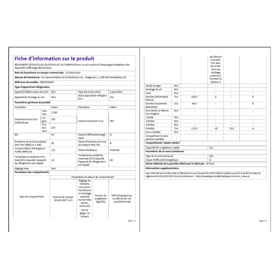 LG GBV5240APY n°10