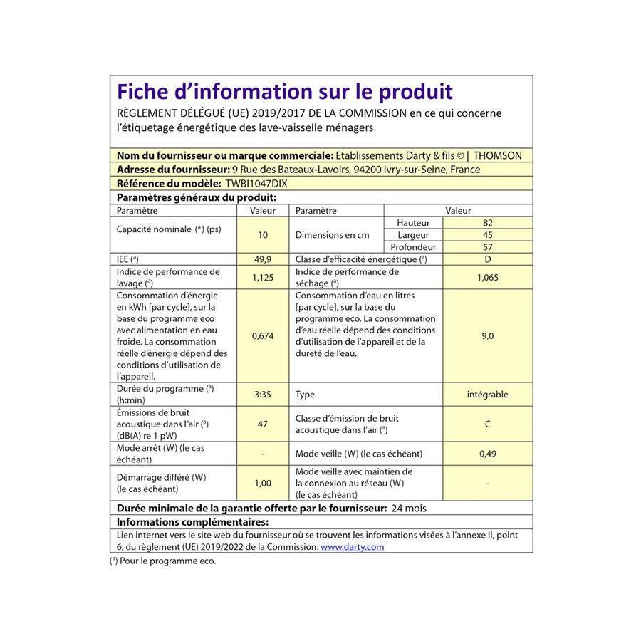 THOMSON TWBI1047DIX n°9