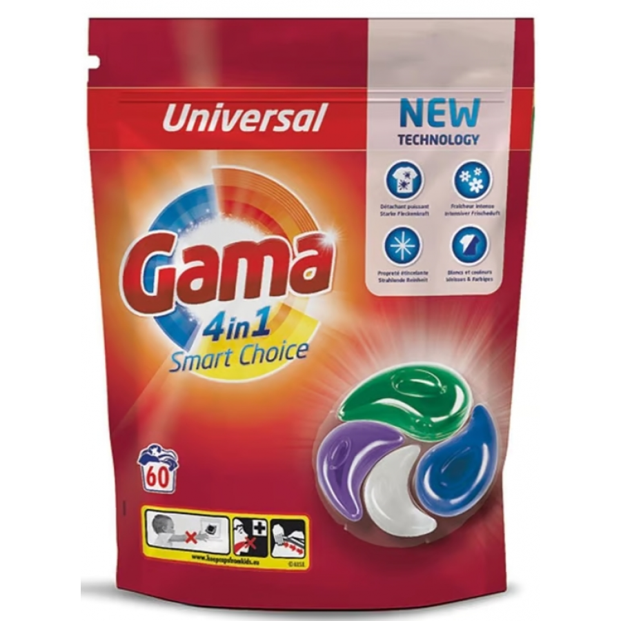 GAMA LESSIVE 4 EN 1 SACHET DE 60 DOSES n°1