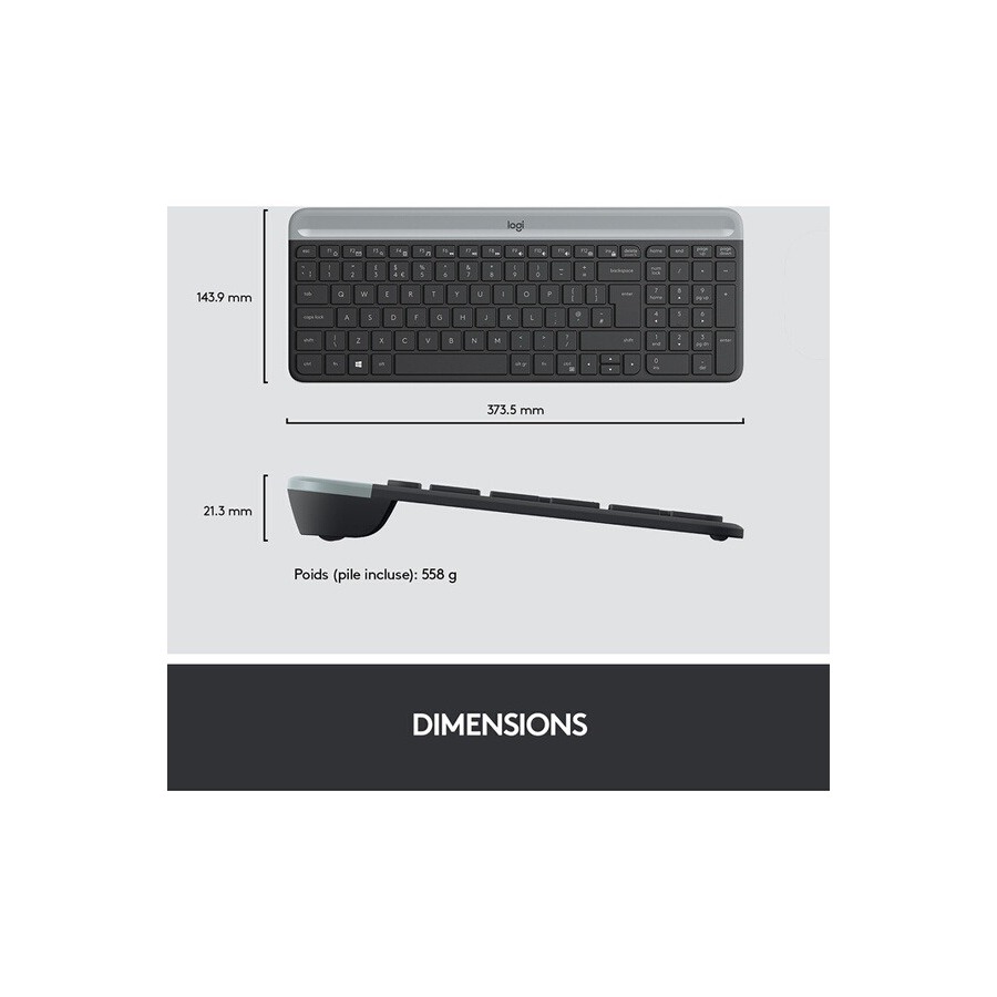 Logitech Slim Wireless Keyboard and Mouse Combo MK470 - GRAPHITE - FRA - 2.4GHZ - N/A - CENTRAL n°5