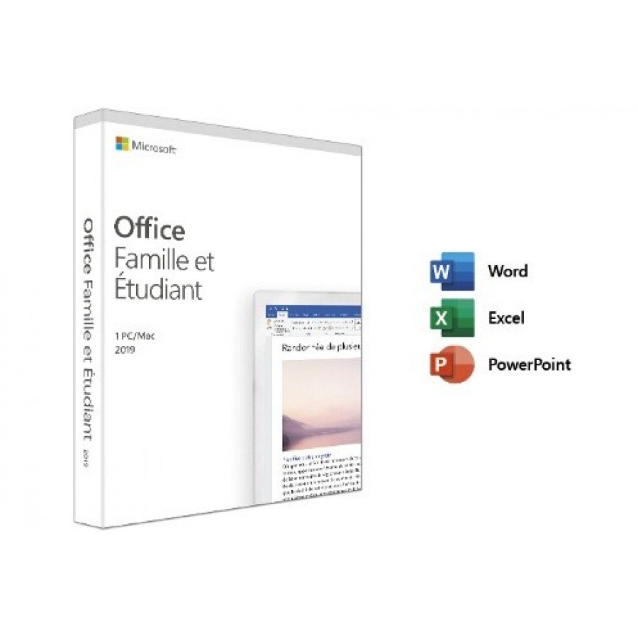 Microsoft OFFICE FAMILLE ET ETUDIANT 2019 1 PC OU 1 MAC